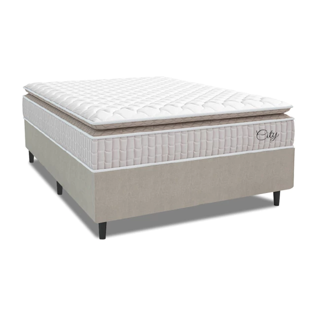 Cama Box Colchão Casal Molas Ensacadas City Pillow Top 138x188x61cm